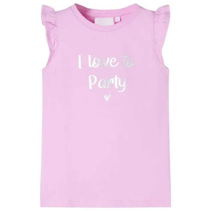 Camiseta infantil de manga volante color lila 104