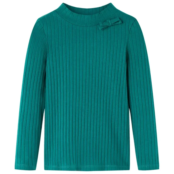 Camiseta infantil manga larga de punto elástico verde oscuro 116