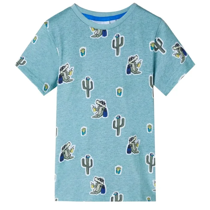 Camiseta infantil verde claro mélange 116 (2)