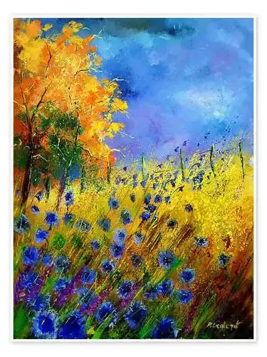 Campo de acianos en otoño de Pol Ledent