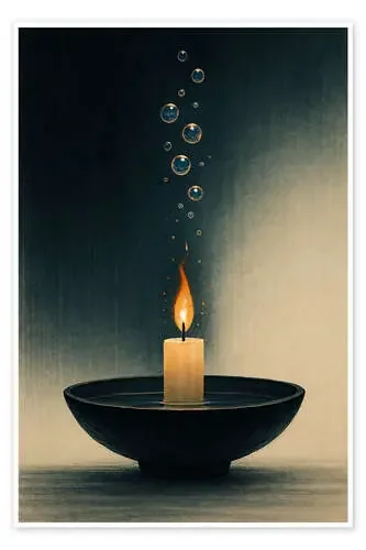 Candle in Water Bowl de Gradient Grooves