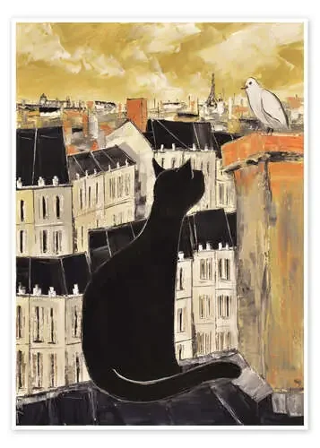 Cat and dove in Paris de JIEL