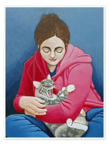 Cat with woman de Madalena Lobao-Tello