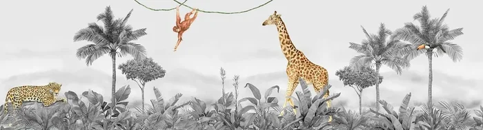 cenefa autoadhesiva animales de la selva gris de Sanders & Sanders – 601302
