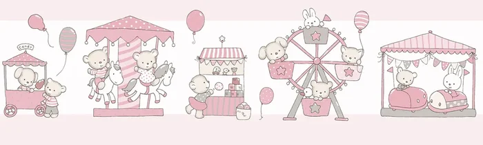cenefa autoadhesiva animales rosa de Sanders & Sanders – 640599