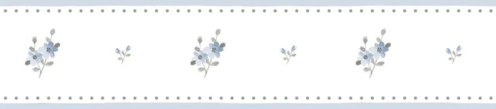 cenefa de papel pintado flores azul agrisado y blanco de Sanders & Sanders – 640438