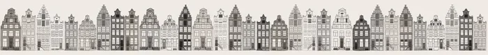 cenefa de papel pintado XXL casas de amsterdam gris de ESTAhome – 157714