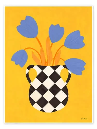 Checkered vase with tulips de EL BUEN LIMÓN
