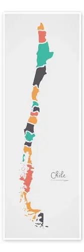 Chile map modern abstract with round shapes de Ingo Menhard
