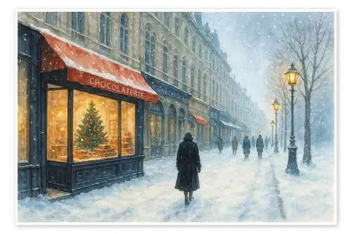 Chocolatier in France on a snowy winter day de Natalie Bruns