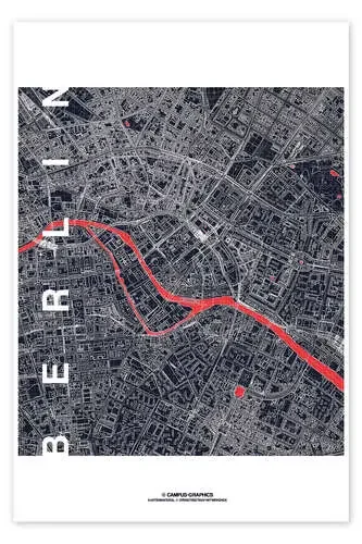 Ciudad de Berlín, Mapa en mitad de la noche de campus graphics
