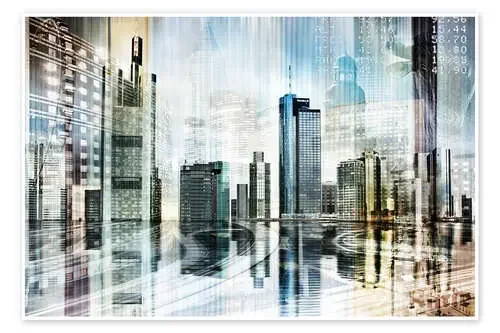 Collage abstracto del skyline de Fráncfort de Städtecollagen
