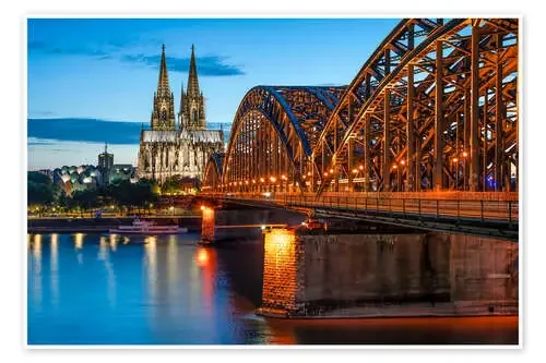 Cologne Cathedral and Hohenzollern Bridge at night de Jan Christopher Becke