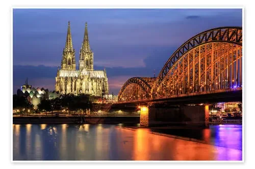 Cologne Cathedral and Hohenzollern Bridge at night de Oliver Henze