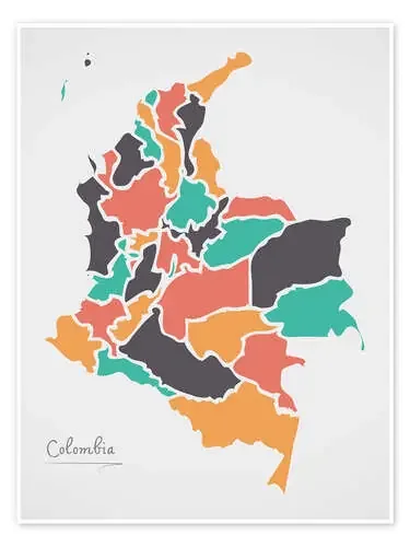 Colombia map modern abstract with round shapes de Ingo Menhard