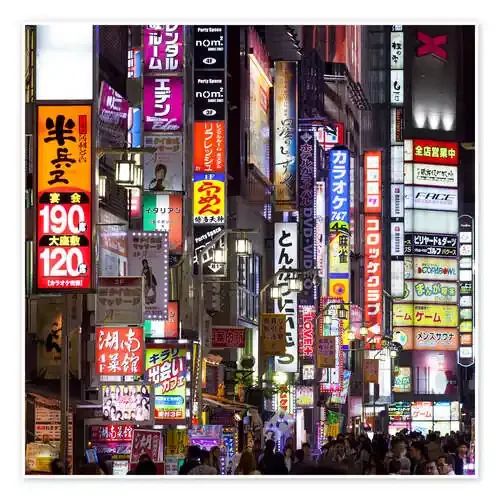 Colorful Neon Signs in Shinjuku District in Tokyo I de Jan Christopher Becke