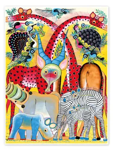 Colorful wild animals of Africa de Lewis Tanzania Art & Licensing
