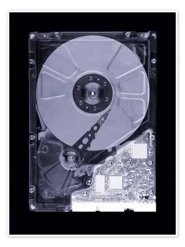 Computer hard disk, simulated X-ray de Mark Sykes Science Photo Library
