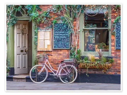Cozy Cafe with Pink Bicycle de Assaf Frank