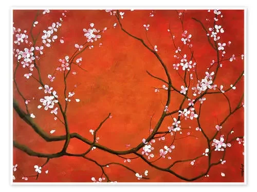 Crepúsculo de Sakura – ramas de cerezo en rojo de Sophie Duplain