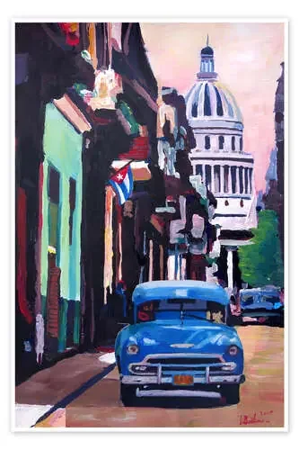 Cuban Oldtimer Street Scene in Havanna Cuba with Buena Vista Feeling de M. Bleichner