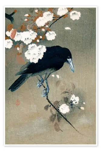 Cuervo y flores de Ohara Koson Master Collection