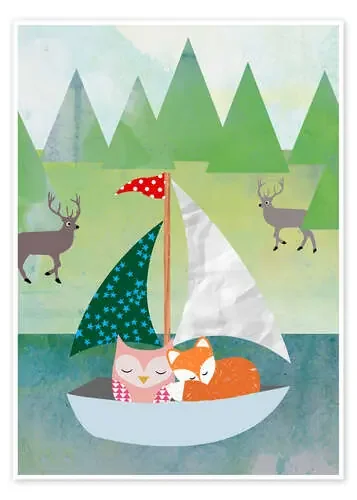 Cute Owl and Fox Boat de GreenNest