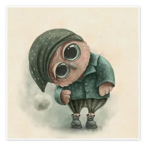 Cute owl with a sleepy hat de Elena Schweitzer