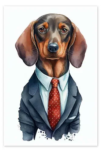 Dachshund in a suit and tie de Dreamscapes