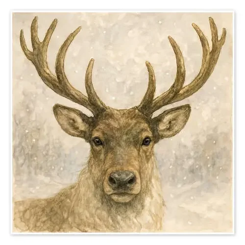 Deer in snowy forest de Natalie Bruns