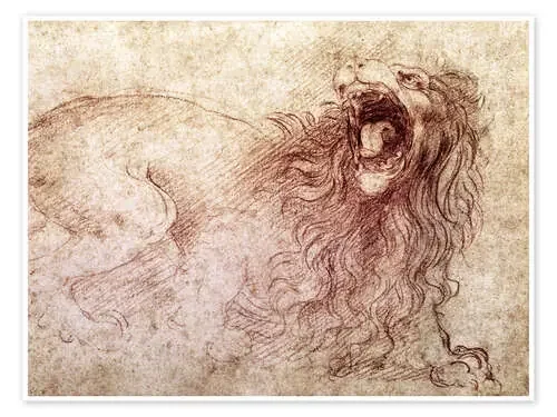 Dibujo de un león rugiendo de Leonardo da Vinci Bridgeman Images