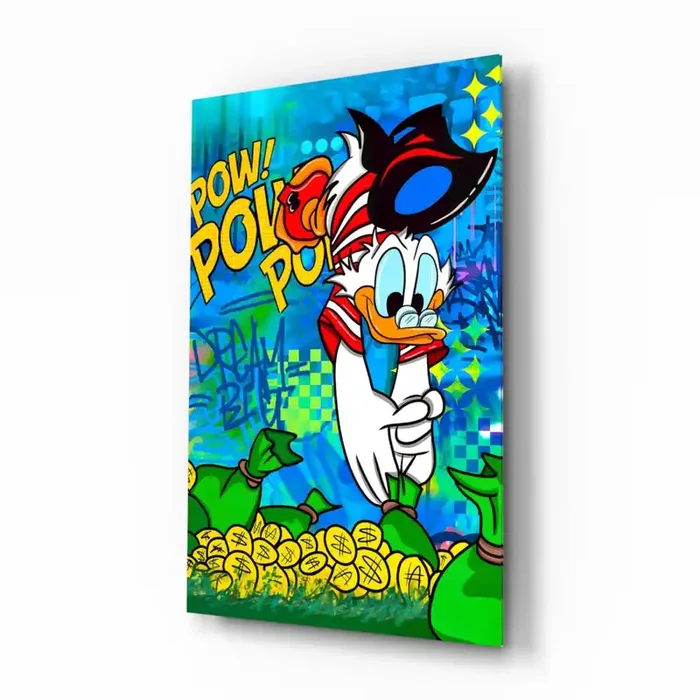 Donald the Money Man Glass Wall Art Designer Collection – 28.5 » X 18 «