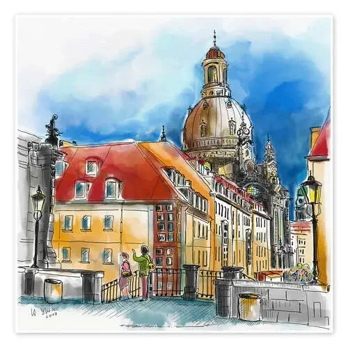 Dresden, Blick über die Münzgasse zur Frauenkirche de Hartmut Buse