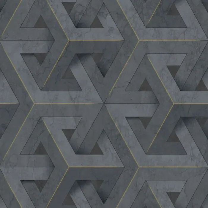 DUTCH WALLCOVERINGS Papel pintado Onyx gris antracita y dorado