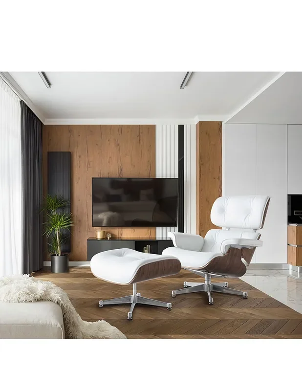 Eames Chaise Longue Blanco-Nogal de Schuller