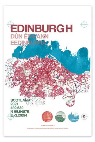 Edinburgh city map de campus graphics