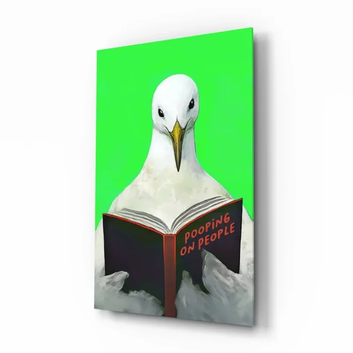 Educated Seagull Glass Wall Art Designer Collection – 28.5 » X 18 «