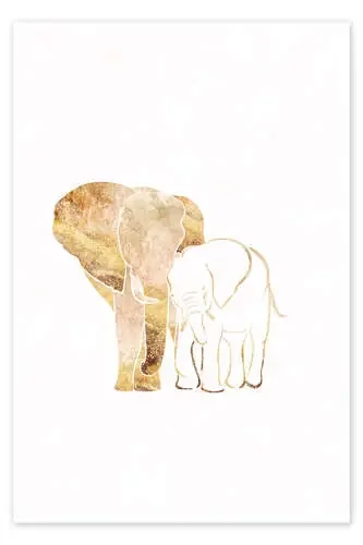 Elefante mamá y bebé dorados de Sarah Manovski