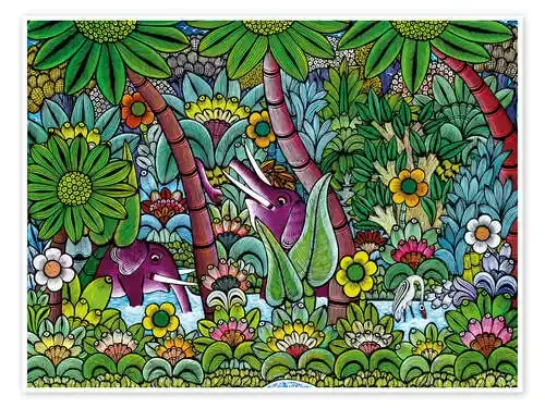 Elephants in the jungle de Mzuguno Tanzania Art & Licensing