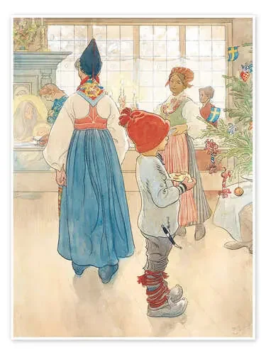 En frente del árbol de Navidad de Carl Larsson Master Collection