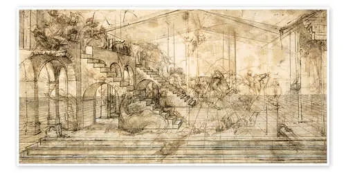 Estudio de la perspectiva con el fondo de la adoración de los reyes magos de Leonardo da Vinci Master Collection