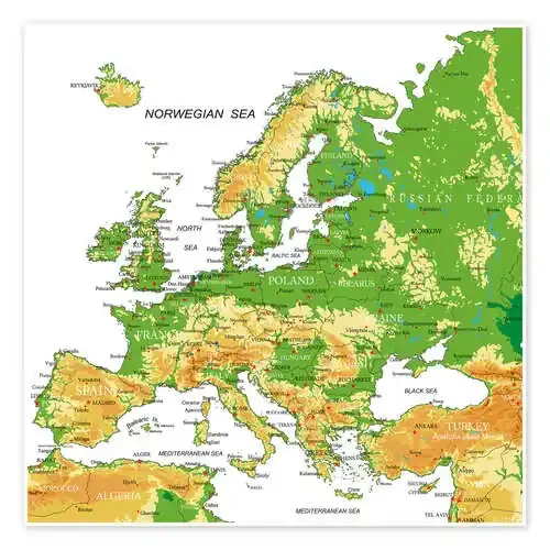 Europe – Topographic Map Editors Choice