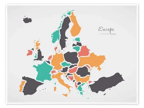 Europe map modern abstract with round shapes de Ingo Menhard