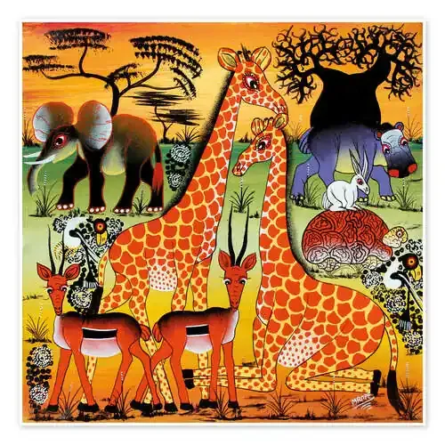 Everyday life in the savannah de Mrope Tanzania Art & Licensing