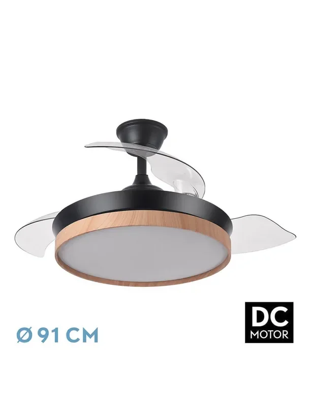 Evros Ventilador Fabrilamp 91cm Negro/Madera