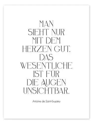 Exupéry Zitat – Man sieht nur mit dem Herzen gut I de Typobox Editors Choice