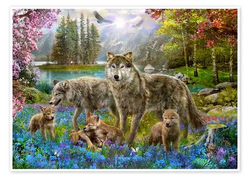 Familia de lobos en primavera de Jan Patrik Krasny MGL Licensing