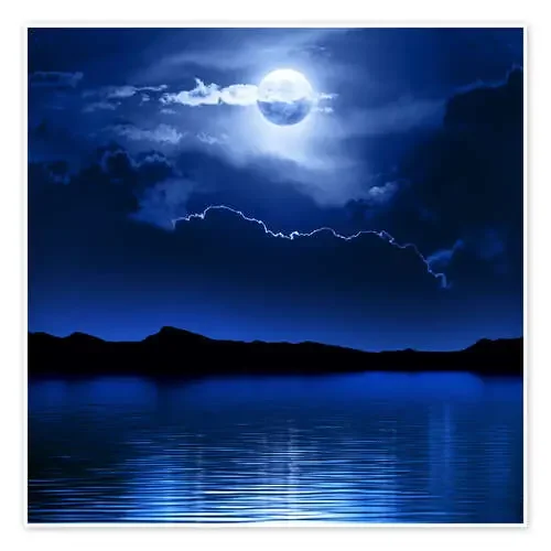 Fantasy moon and clouds over water de Johan Swanepoel