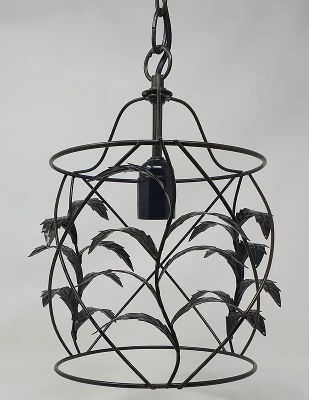 Farol de Hierro Marrón con Hojas