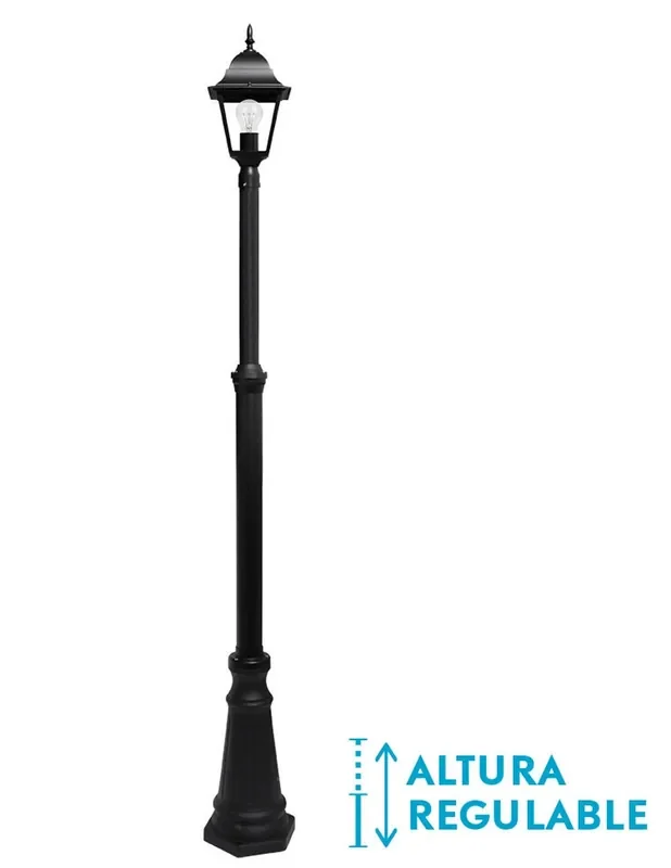 Farola Spica Altura Ajustable Negra